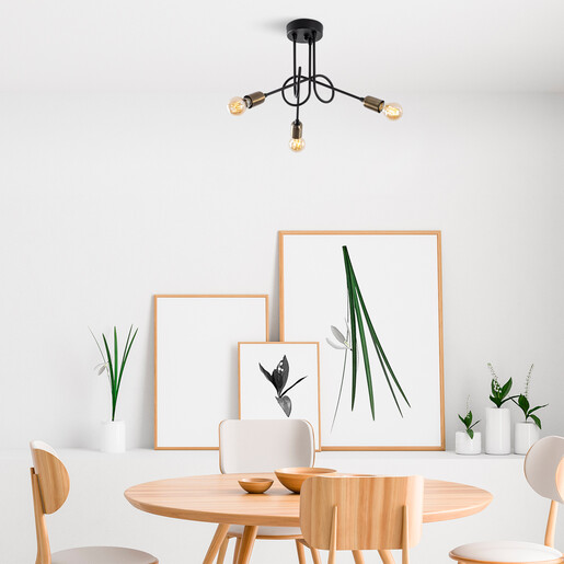 Stropna svjetiljka VIRAJ, 3 x E27, crno/zlatna