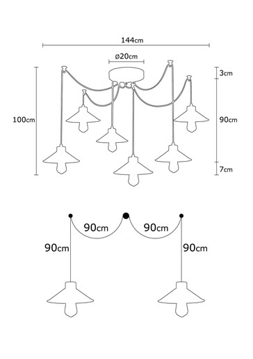 Visilica HOMEBEAM, 6 x E27, šarena