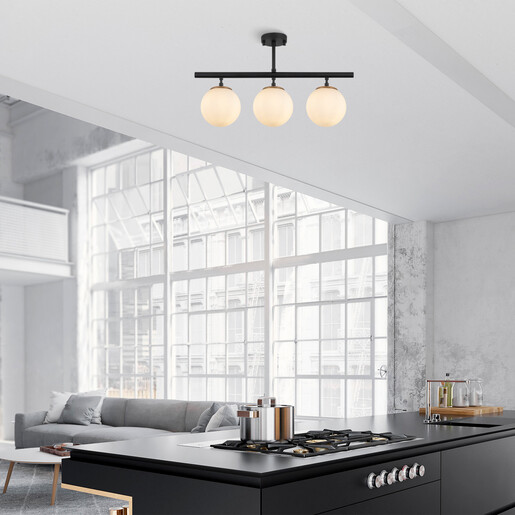 Stropna svjetiljka ATMACA 3, 3 x E27, crno/bijela