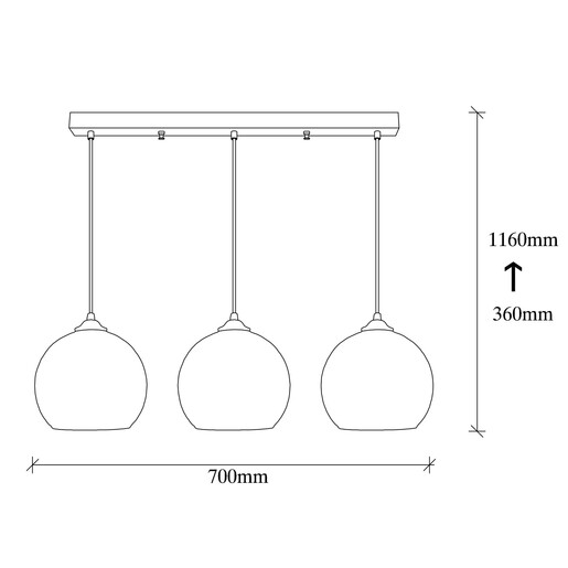 Visilica CAMINI TRIS, 3 x E2, crno/mjedena