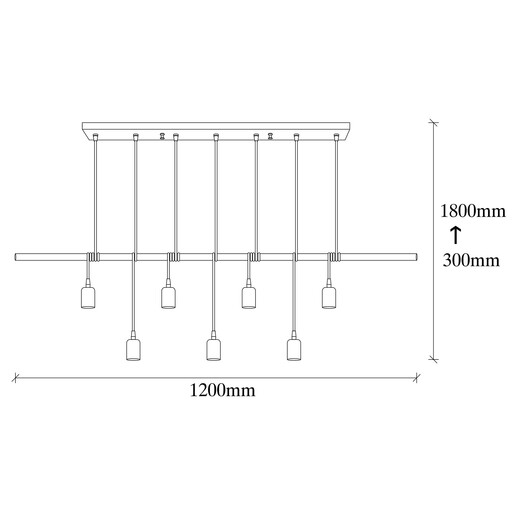 Visilica SALOON, 7 x E27, crna