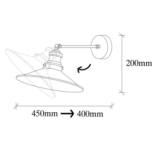 Zidna svjetiljka SAGLAM, E27, crno/zlatna