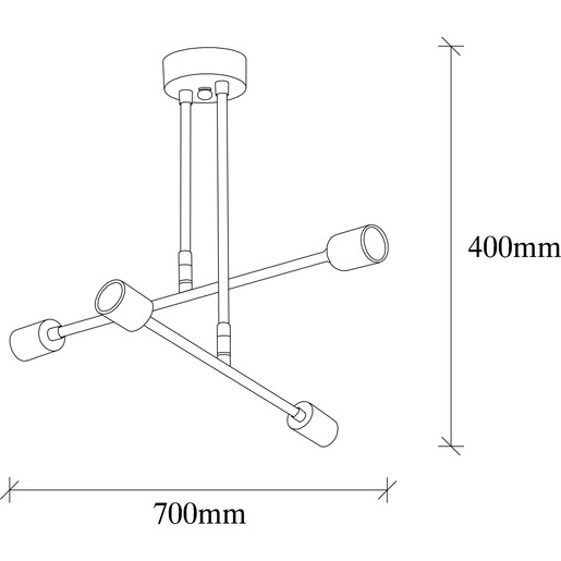 Stropna svjetiljka FLOWER, 4 x E27 , crna