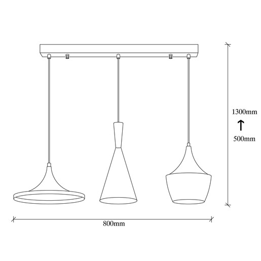 Visilica EIMAS LINE, 3 x E27, crno/zlatna