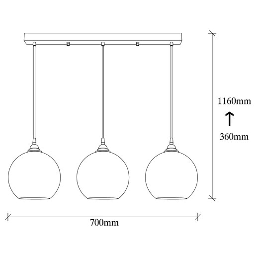Visilica GOLD 022, 3 x E27, zlatno/crna
