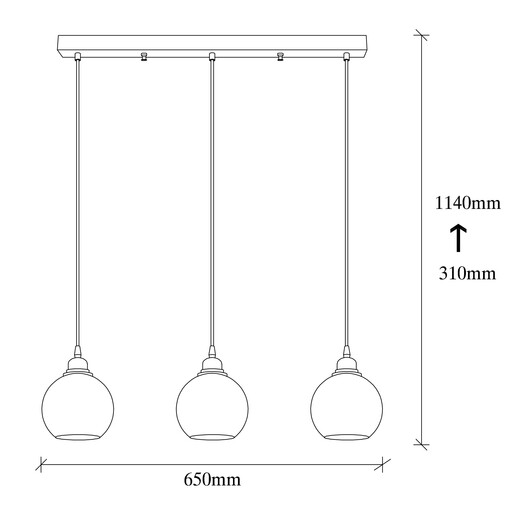 Visilica SMOKED 2, 3 x E27, crna