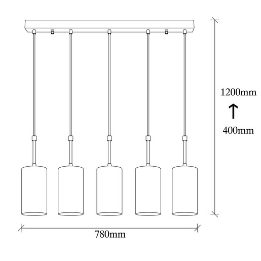 Visilica KEM 1, 5 x E27, antique crna