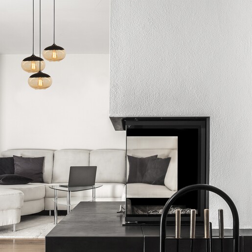 Visilica CAMINI MR, 3 x  E27, crno/mjedena