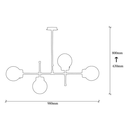 Visilica MUDONI 951, 4 x E27, zlatna