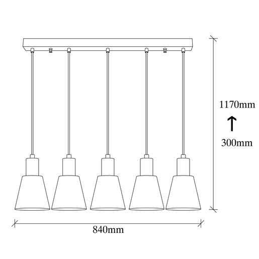 Visilica KEM, 5 x E27, antique