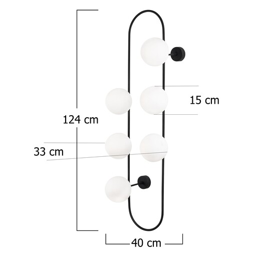 Visilica ABAKUS 4921, 6 x E27, crno/bijela