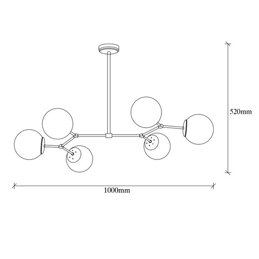 Visilica DAMAR, 6 x E27, crno/bijela