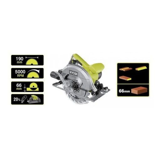 RYOBI kružna pila RCS1400-G - 1400W, list pile 190x16mm, dubina reza 66mm
