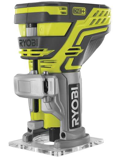 RYOBI akumulatorska jednoručna glodalica R18TR-0 - 18V ONE+, broj okretaja 29000/min, mikro podešavanje dubine, LED svjetlo, prihvati 6mm i 1/4", paralelna vodilica - SAMO ALAT