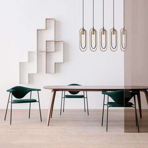 Visilica CERCO  2061, 5x E27, crno/zlatna