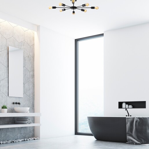 Visilica RAY, 8 x E27, crna