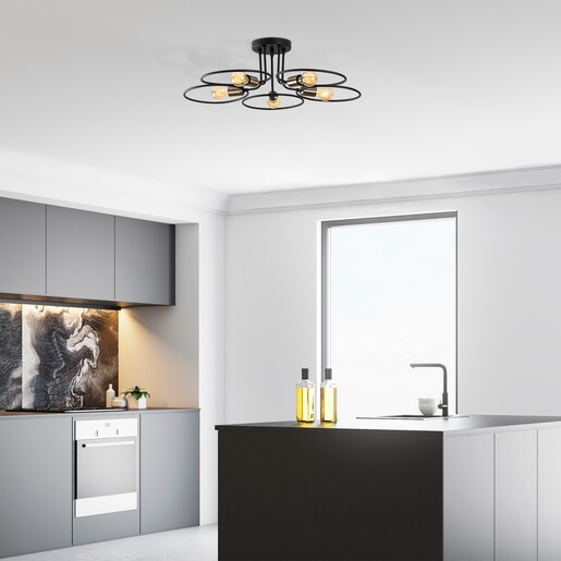 Visilica CIRCO 1346, 5 x E27, crna