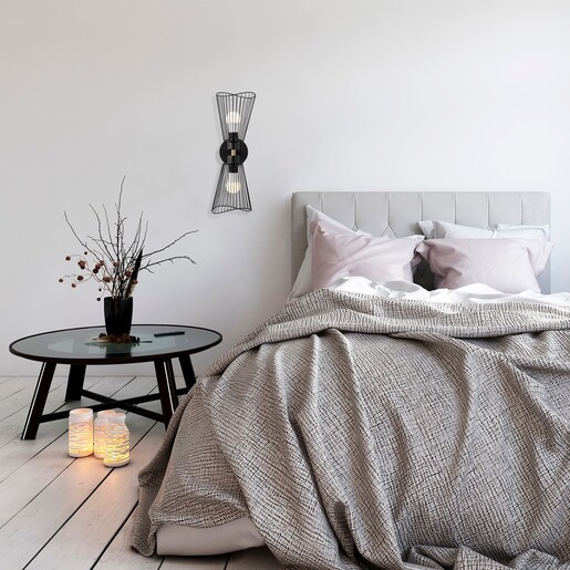 Zidna svjetiljka ZEYNA, 2 x E27, crna