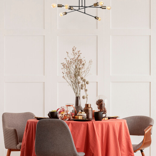 Visilica FLEUR, 6 x E27, crna