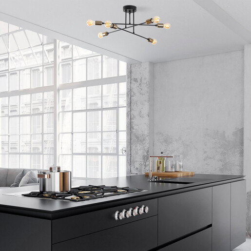 Visilica FLEUR, 6 x E27, crna