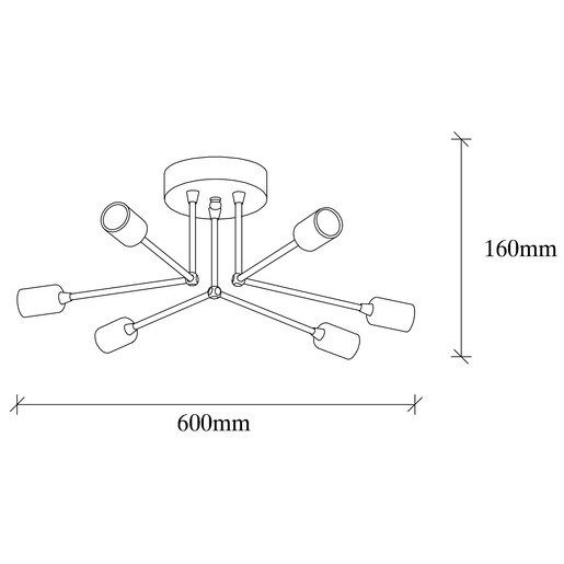 Visilica SPAROW, 6 x E27, crna