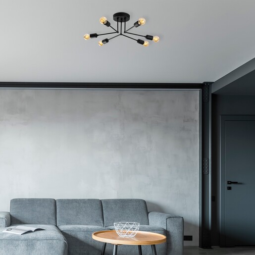 Visilica SPAROW, 6 x E27, crna