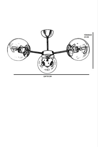 Visilica FUME, 3 x E27, bakrena
