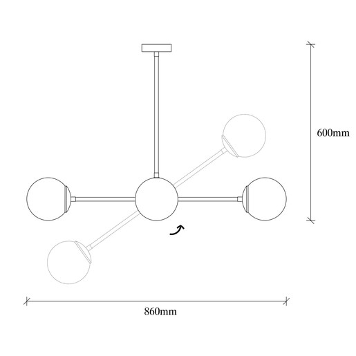 Visilica MY LEGEND 145, 4 x E27, crno/bijela