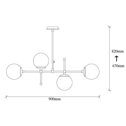 Visilica MY LEGEND 146, 4 x E27, crno/bijela