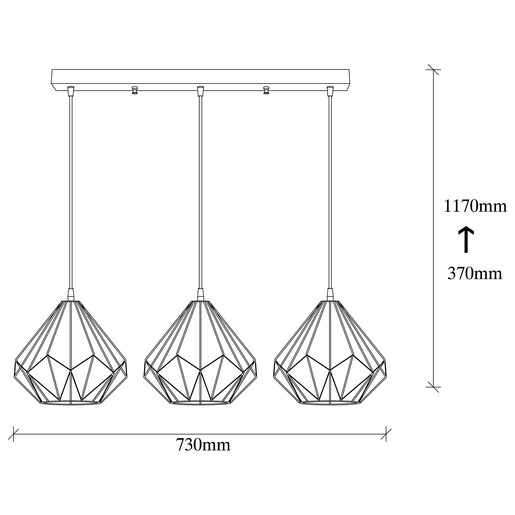 Visilica DIMANOD LINE, 3 x E27, crna