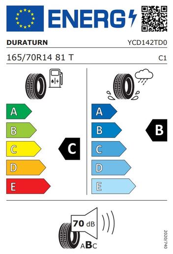 Duraturn 165/70R14 81T MOZZO 4S, Pot: C, Pri: B, Buka: 70 dB