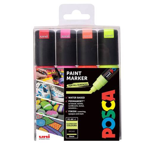 Uni pak marker Posca pc-8k, fluorescentne boje 4/1