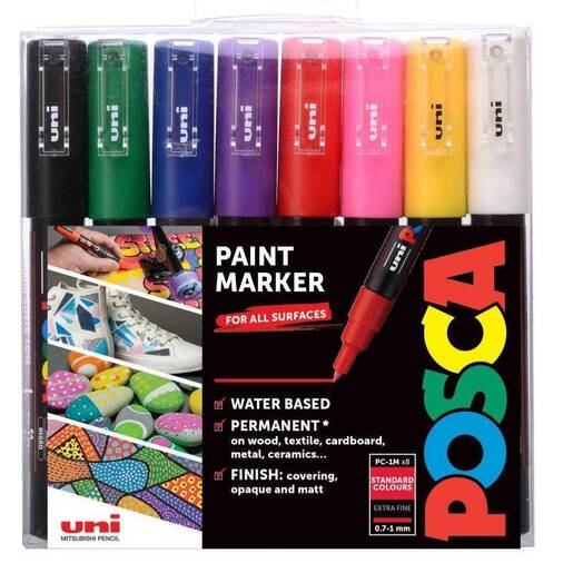 Uni pak marker Posca pc-1m, osnovne boje 8/1