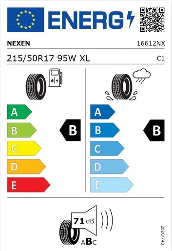 Nexen 215/50R17 N'FERA Primus 95W XL , Pot: B, Pri: B, Buka: 71 dB