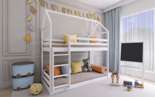 Drveni dječji krevet na kat Axel, 160 x 80 cm, bijeli