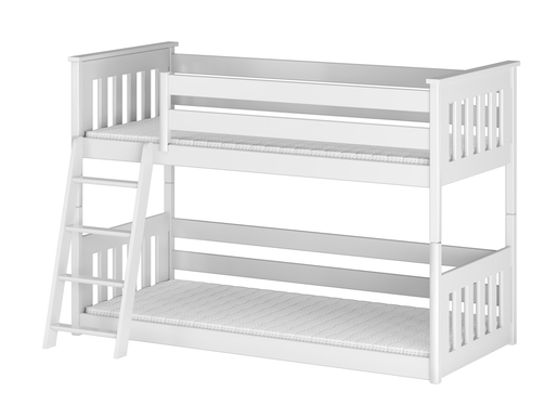 Drveni dječji krevet na kat Kevin, 190 x 90 cm, bijeli