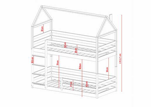 Drveni dječji krevet na kat Axel, 160 x 80 cm, svijetlo drvo