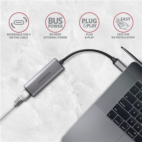 AXAGON USB-C na 2.5 Gigabit Ethernet adapter, 10/100/1000/2500 Mbit/s (ADE-25RC)