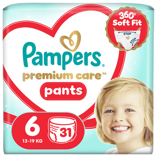 Pampers Premium Care Pants, Veličina 6,  Pelena-Gaćica, 31 pelena, 15kg+