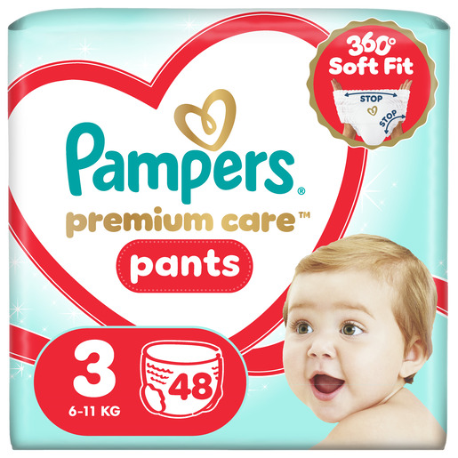 Pampers Premium Care Pants, Veličina 3,  Pelena-Gaćica,  48 pelena, 6kg - 11kg
