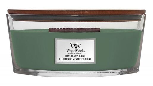 WoodWick mirisna svijeća, Elipse, Mint Leaves & Oak