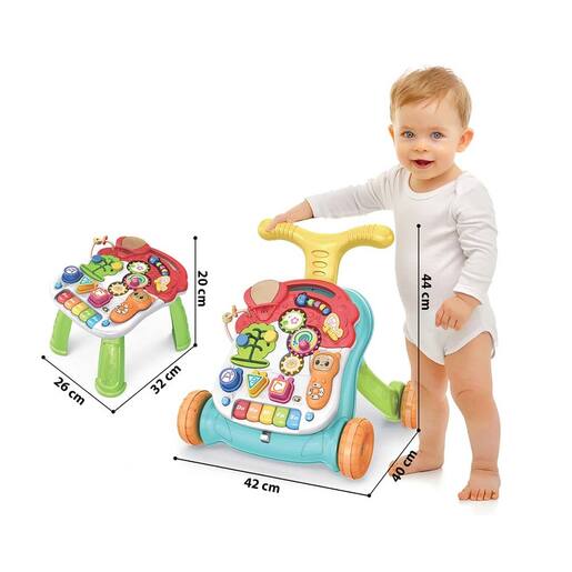 Petite&Mars Activity 2u1 hodalica i stol za igru, rainbow