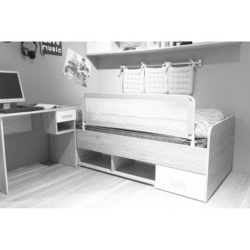 Fillikid zaštitna ograda za krevet Hugo 135x50cm, siva s točkicama