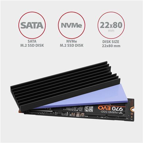 Pasivni hladnjak AXAGON za M.2 SSD 80mm, Alu (CLR-M2L6)