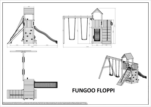 Fungoo drveno dječje igralište - set FLOPPI (impregnacija TEAK)