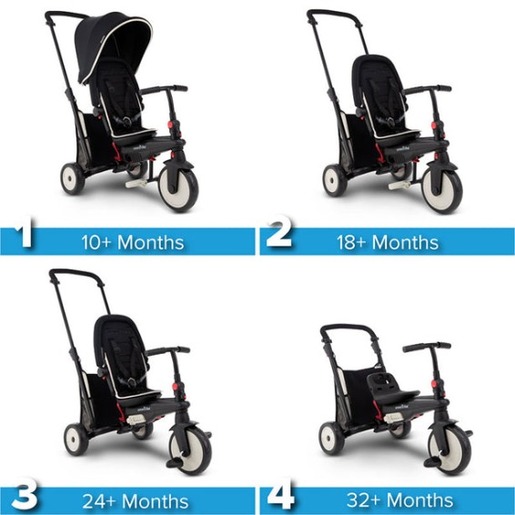 Smart Trike tricikl Folding Str 3 - Black with Cream Piping