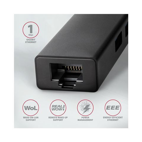 AXAGON USB-C HUB, 3x USB 3.2 Gen 1 + GLAN, 20cm, metal (HMC-GL3A)