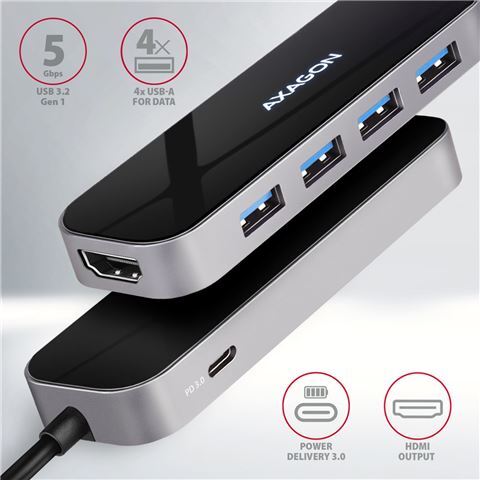 USB HUB AXAGON HMC-6H4A 4x USB + HDMI, USB C