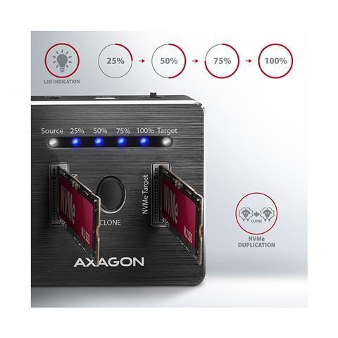 SSD dock Axagon 2x M.2 NVMe, USB-C (ADSA-M2C)