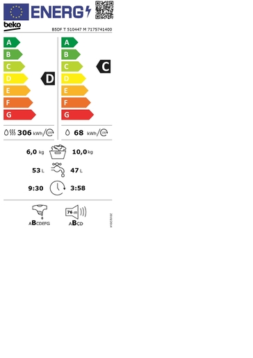 Beko perilica sušilica rublja B5DF T 510447 M